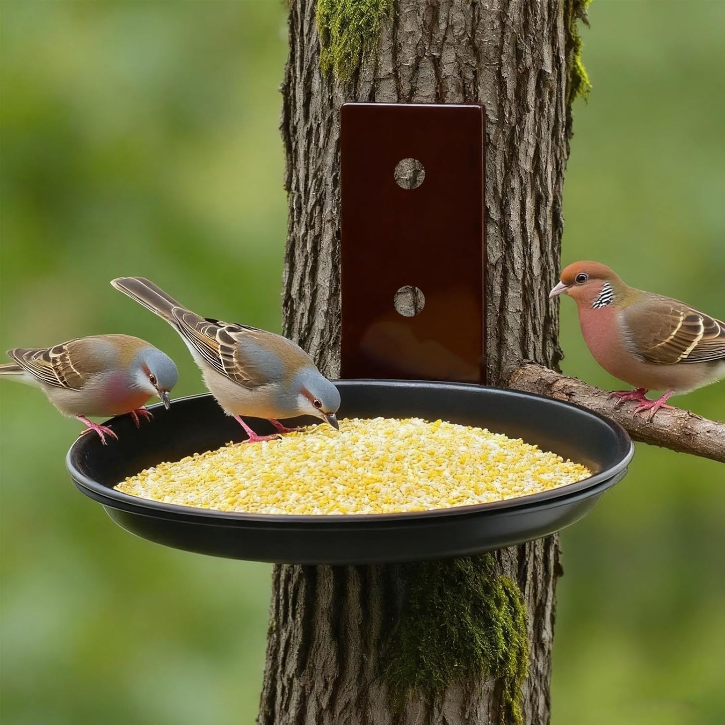 3pcs Fence Bird Feeder Bath Tray for Outside, Wild Bird Bath Bowl with Metal Holder for Wood Post Bird Supplies Adjustable Height Bird Feeder Outdoor Garden Ornaments for Bird Lovers