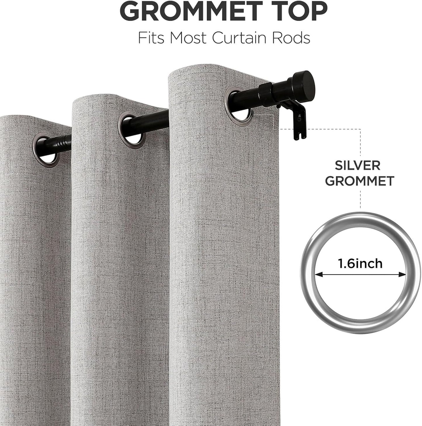 Joydeco 100% Blackout Curtains for Bedroom 84 Inch Long, Linen Black Out Curtains 2 Panels Set With Grommet for Living Room Window, Thermal Insulated Full Light Blocking Drapes Privacy Protection,52"W