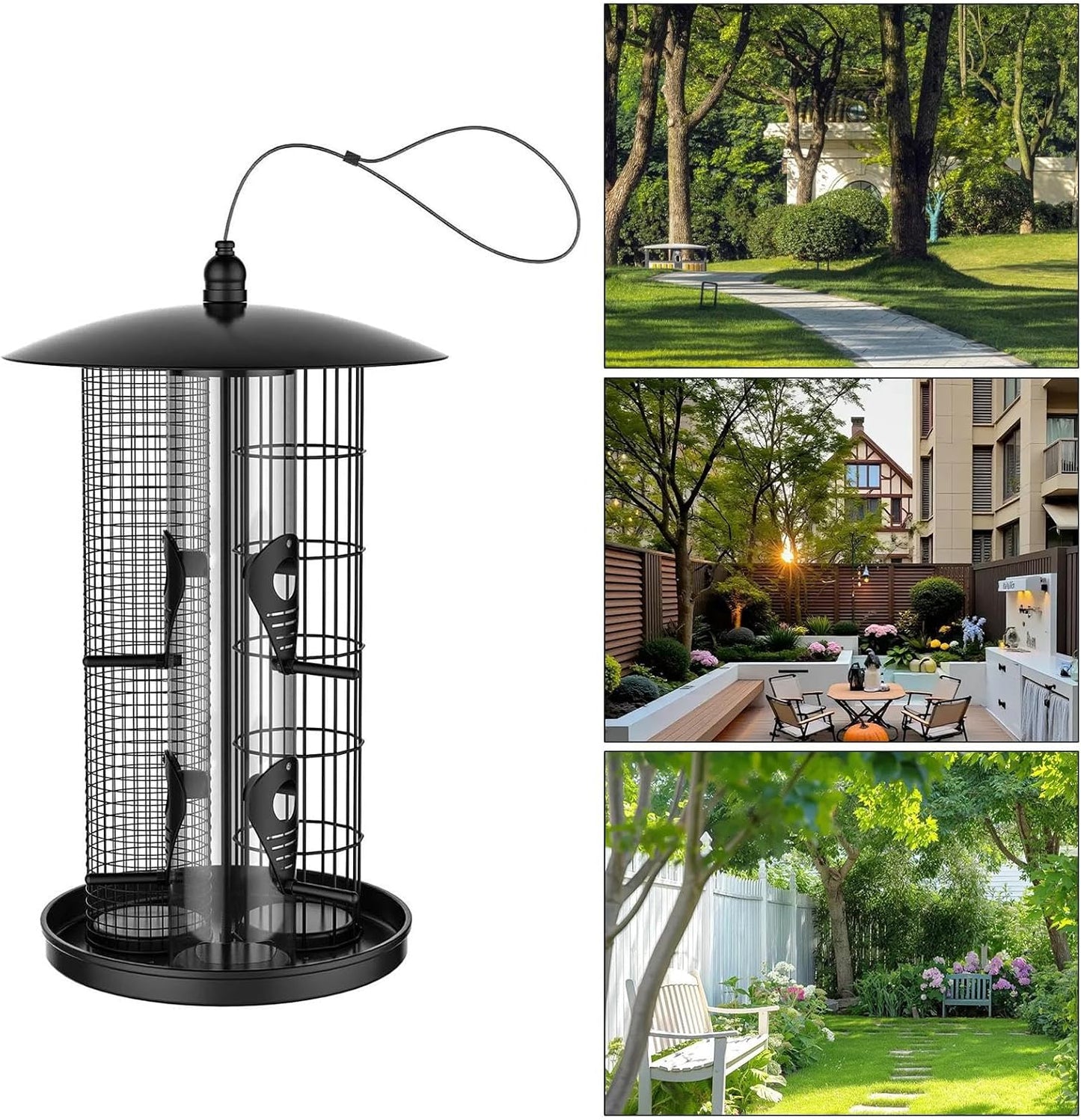 Bird Feeder,Triple-Tube Squirrel Proof Large Capacity | Bird Feeder Squirrel Proof Station - for Wild Finch Chickadee Hummingbird Food Nut Garden Yard Patio Porch