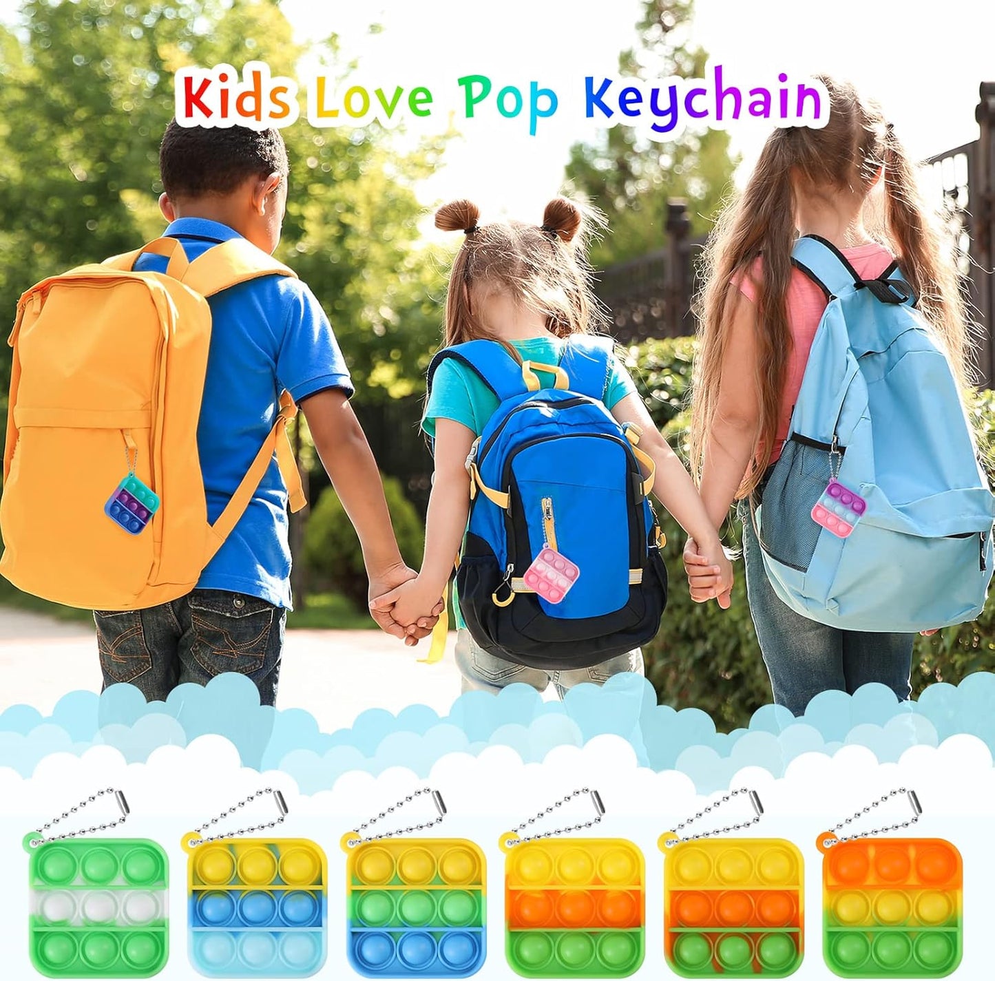 Kids Party Favors Fidget Toys Bulk 30 Pack Mini Pop Fidget Keychain Its Birthday Party Favors for Kids 4-8,8-12 Small Classroom Prizes It Student Gifts for Students Easter Basket Stuffers for Kids