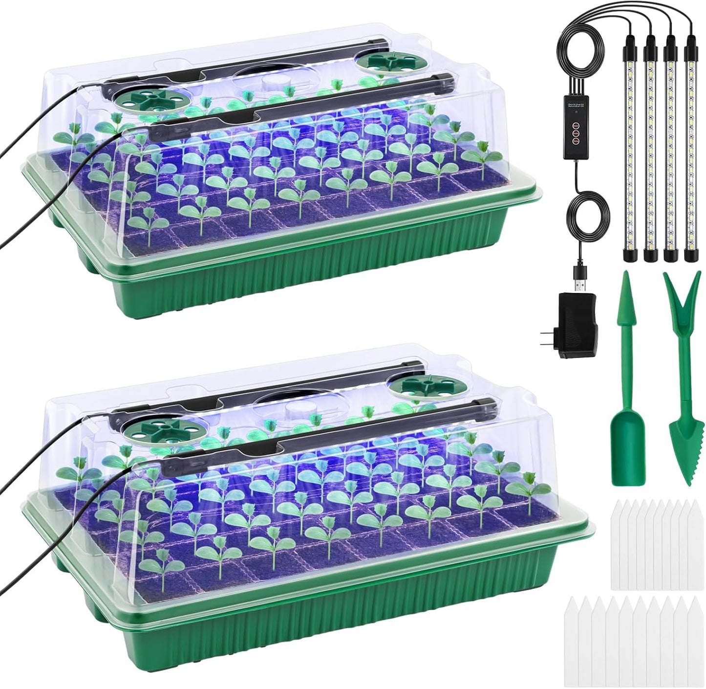 Seed Starter Tray with Timed Grow Light, 2 Pack 80 Cells Plant Starter