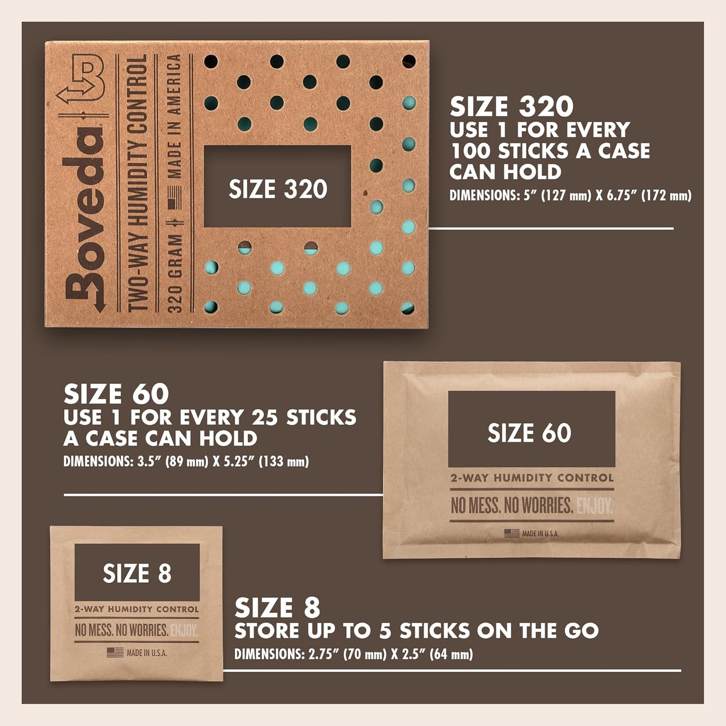 Boveda 72% Two-Way Humidity Control Pack For Large Wood Humidifier Boxes – Size 320 – Single – Moisture Absorber – Humidifier Pack – Individually Wrapped Hydration Packet