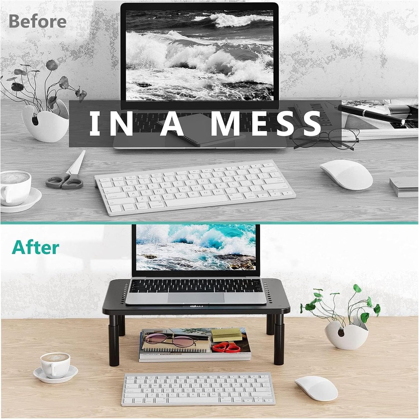 WALI Computer Monitor Stand for Desk, Adjustable Laptop Riser, Desk Mo