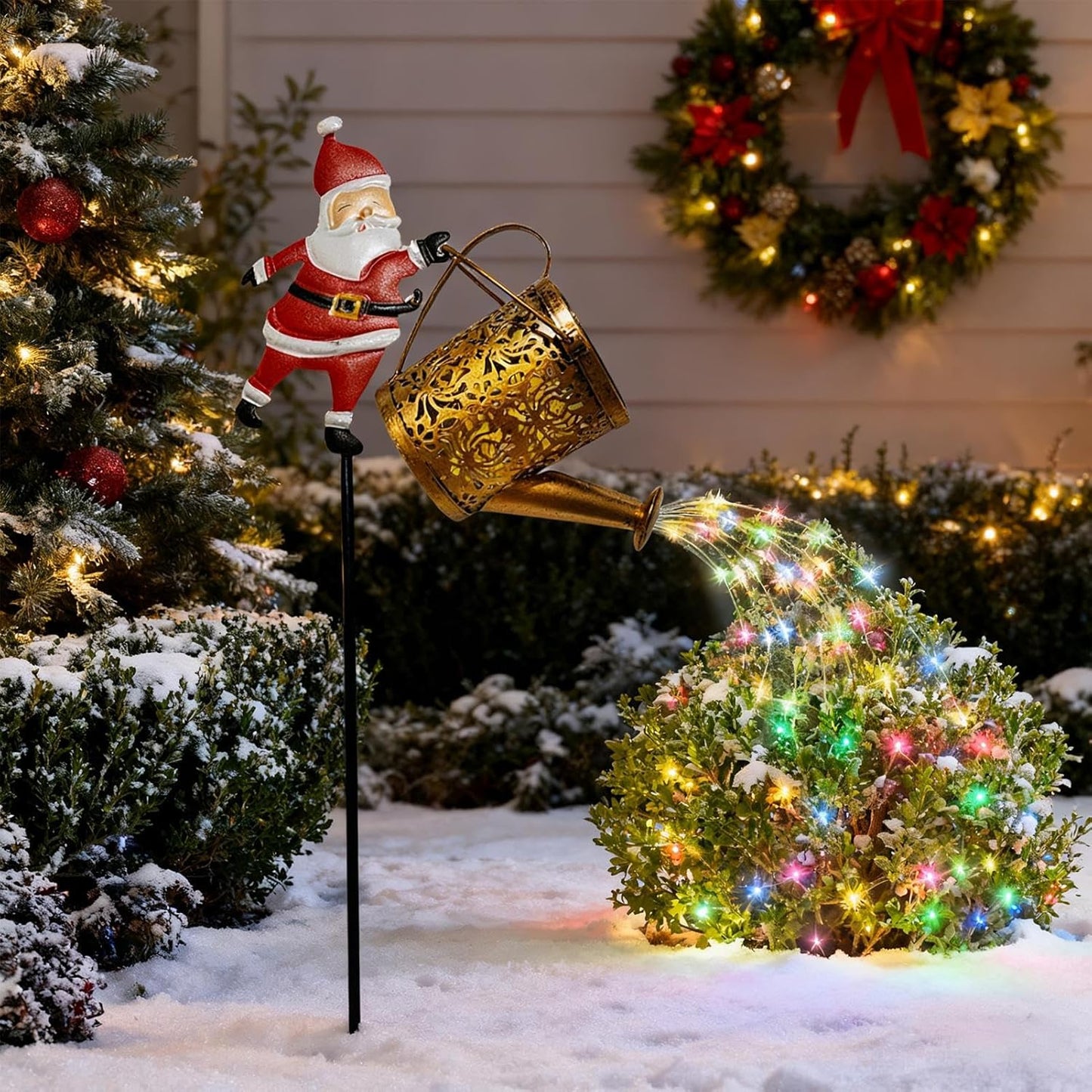 Solar Santa Kettle Lights - Christmas Outdoor Decoration | Waterproof Vintage Solar-Powered Santa Light for Lawn, Backyard, Garden, Walkway, Poolside, Home, Office, Holiday Party, Festive Yard