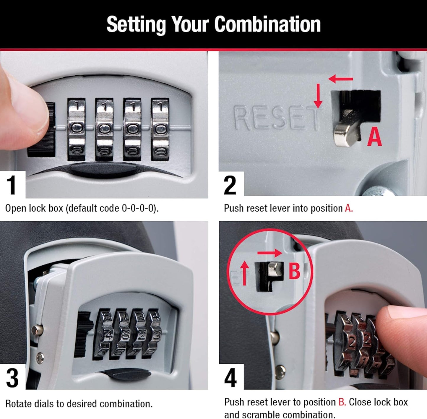 Master Lock Key Lock Box, Outdoor Lock Box for House Keys, Portable Combination Lockbox Resettable Code, 5400EC, Black