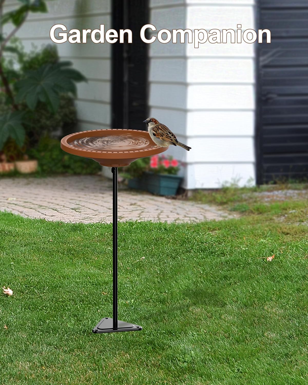 Bird Baths for Outdoors Heavy Duty, 38.5 in Detachable Birdbaths for The Garden Clearance, Bird Bath Bowl Spa & Birdfeeder with Metal Stake Stand for Outdoors Garden, Circle Style (Brown)