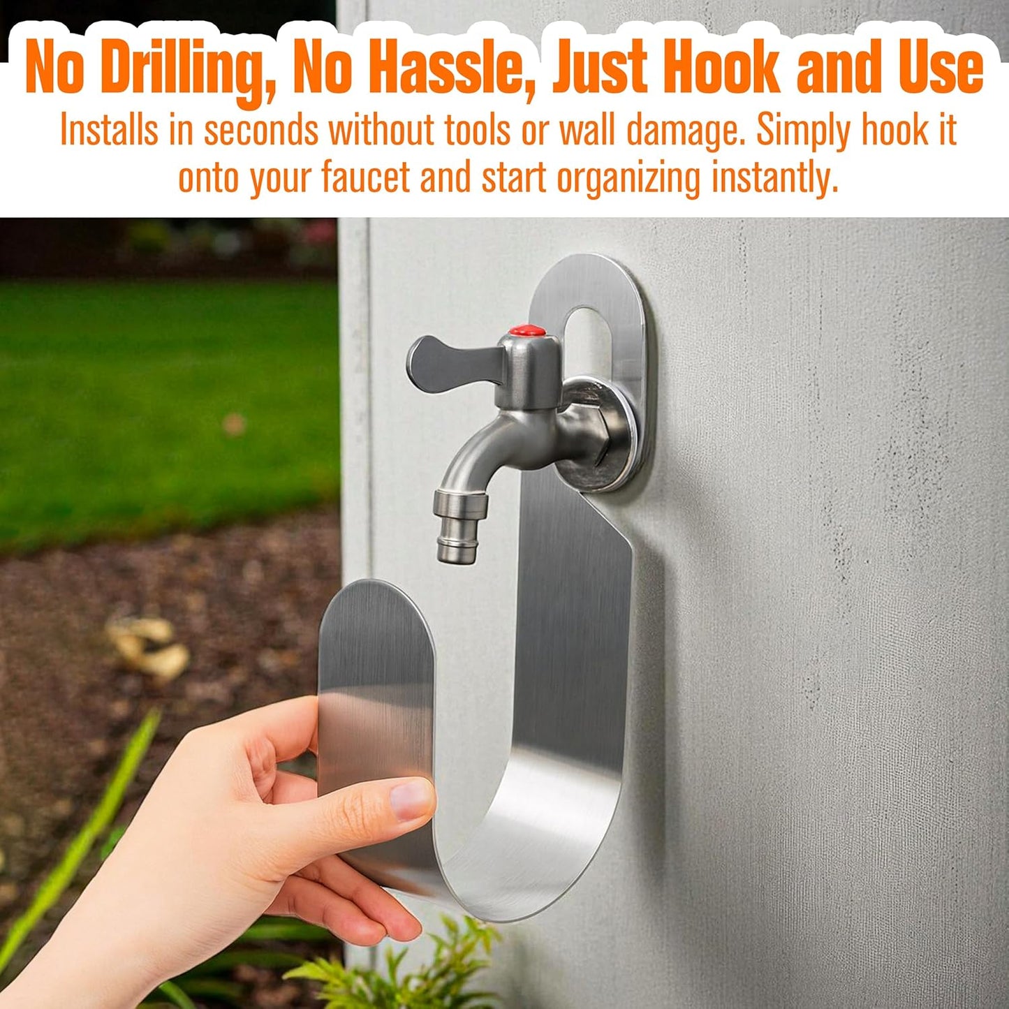 Metal Garden Hose Holder Hanger Hook for Outside 304 Stainless Steel H