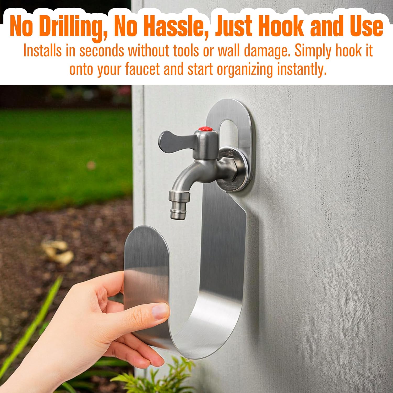 Metal Garden Hose Holder Hanger Hook for Outside 304 Stainless Steel H