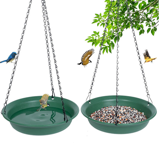 Hanging Bird Feeder & Bath for Outdoors, Wild Bird Feeders Tray, Hangi
