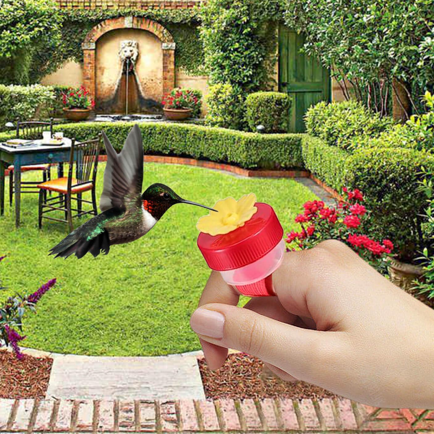 3 Pieces Handheld Hummingbird Ring, Outdoor Mini Hummingbird Handheld Feeder, with Flower Bird Feeder Ring, with Adjustable Strap of Hand Held Wild Bird Feeders Bird Perching Feeding Tools…