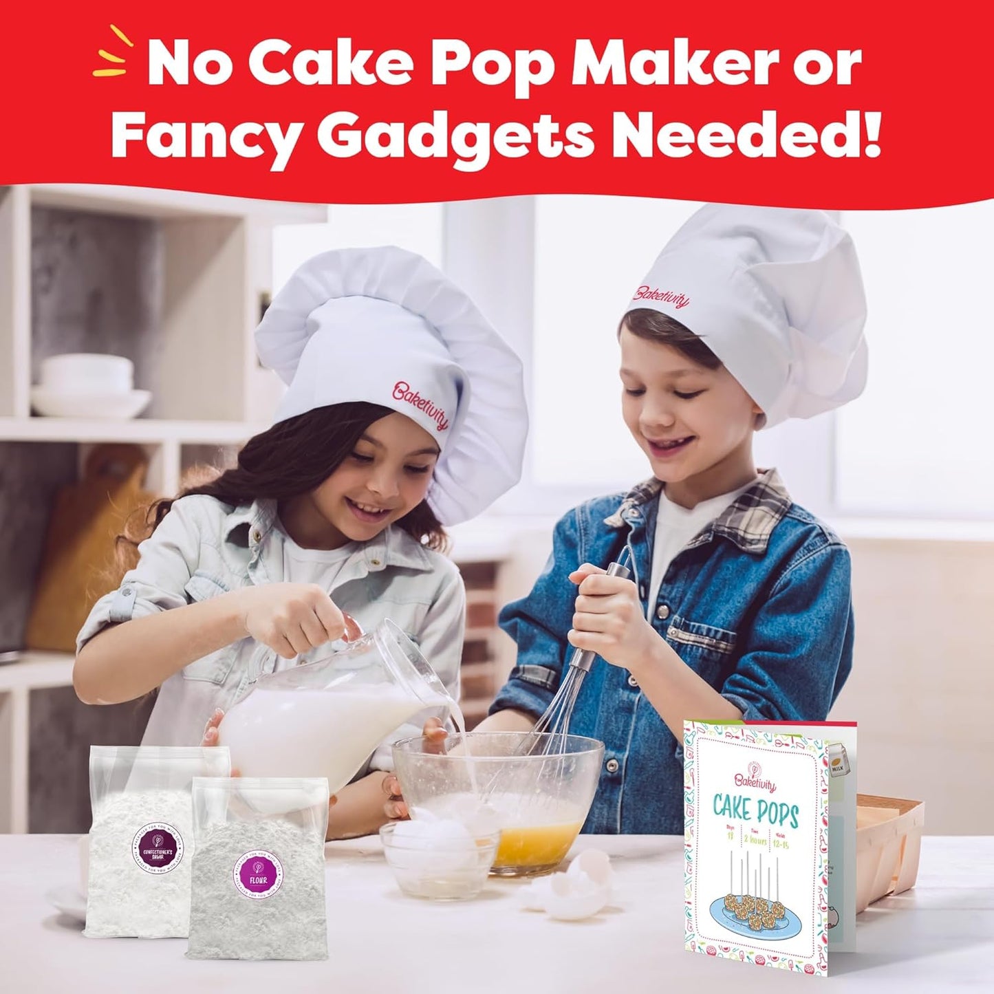Baketivity DIY Cake Pop Baking Kit for Kids - Premeasured Ingredients,