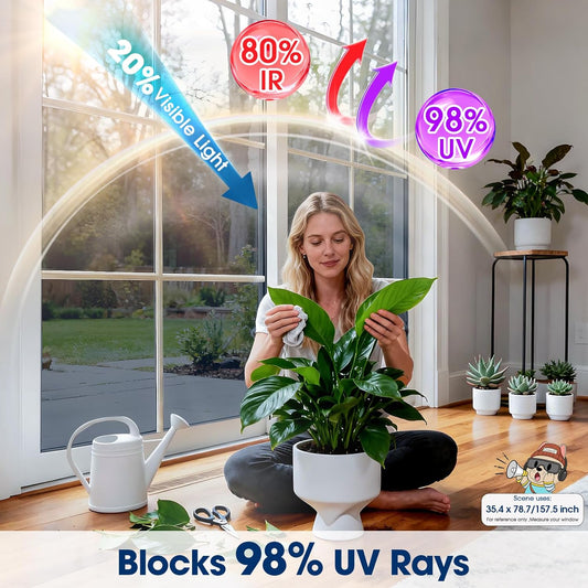 Coavas One Way Privacy Window Film, Heat Control Window Tint for Home, Sun Blocking Reflective Window Film See Out Not in, Anti UV Static Cling for Windows Office Door (Black, 17.5 x 78.7 inches)