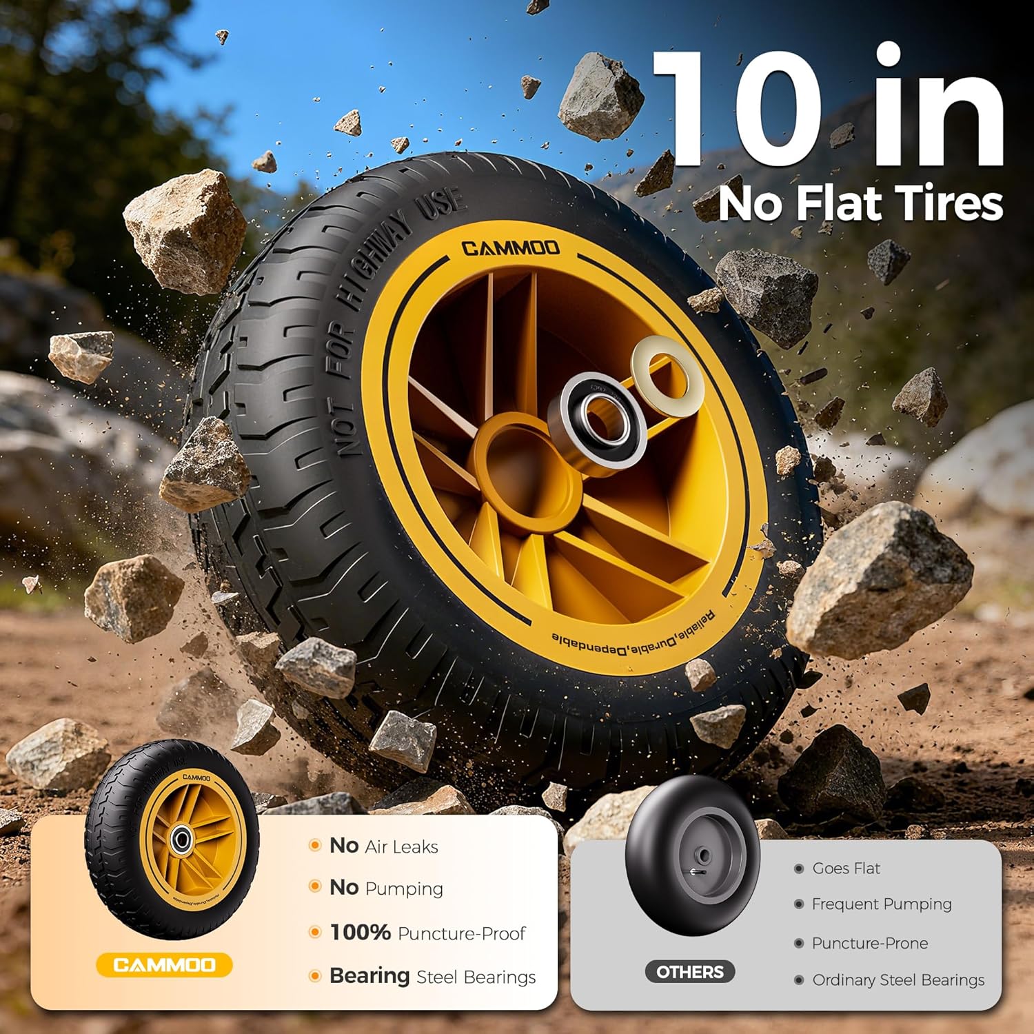 10in NO-FLAT TIRES 900lb Heavy-Duty Garden Dump Cart DIY Expandable Ca