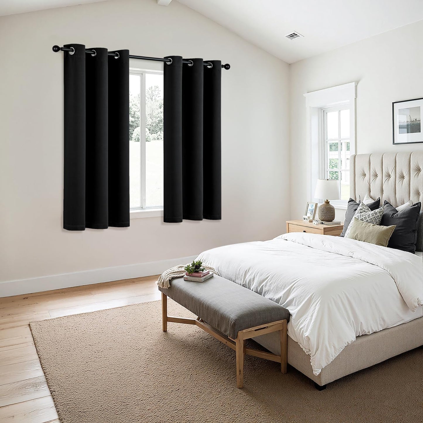 MIULEE Black Blackout Curtains for Bedroom Living Room 63 Inches Long 