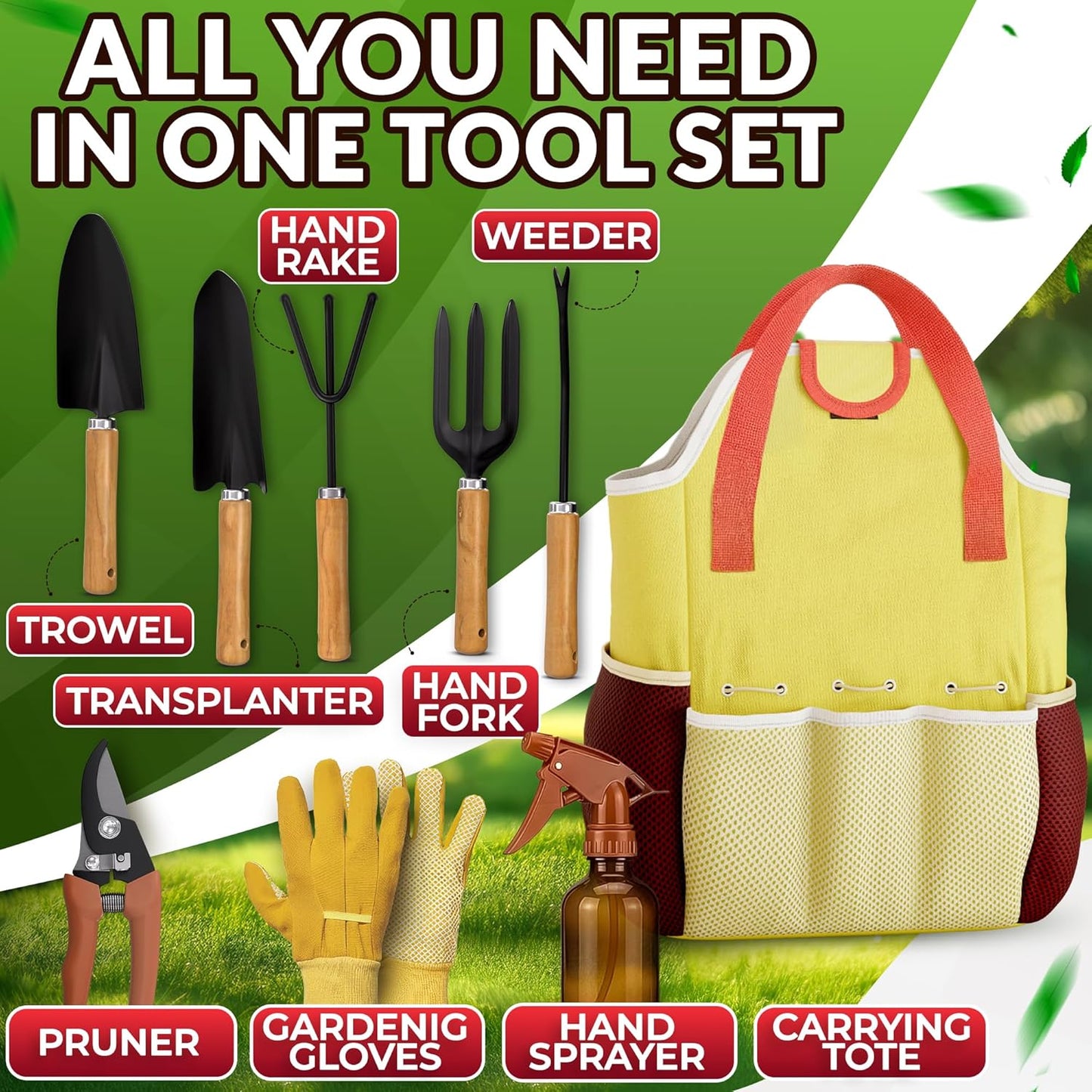 10 Pcs Gardening Tool Set for Women – All-in-One Garden Tools Set with