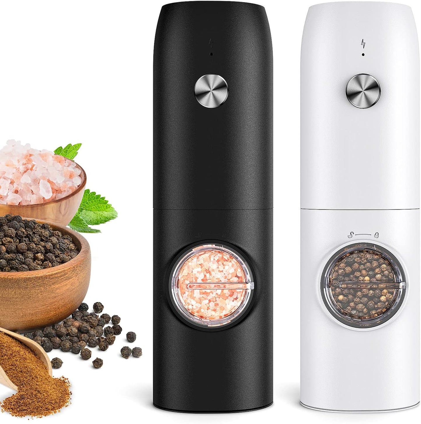 Electric Salt and Pepper Grinder Set-Rechargeable Automatic Pepper Mil
