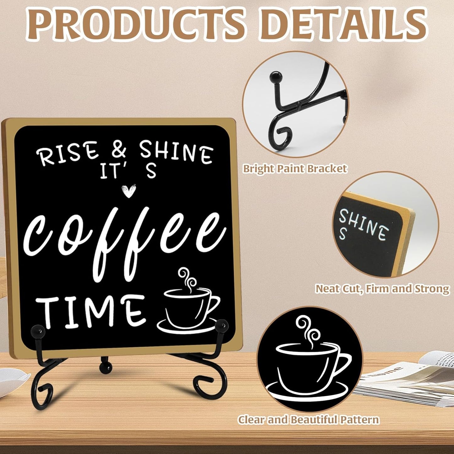 Wooden Coffee Bar Sign Coffee Bar Decor, Coffee Bar Decorations Black 