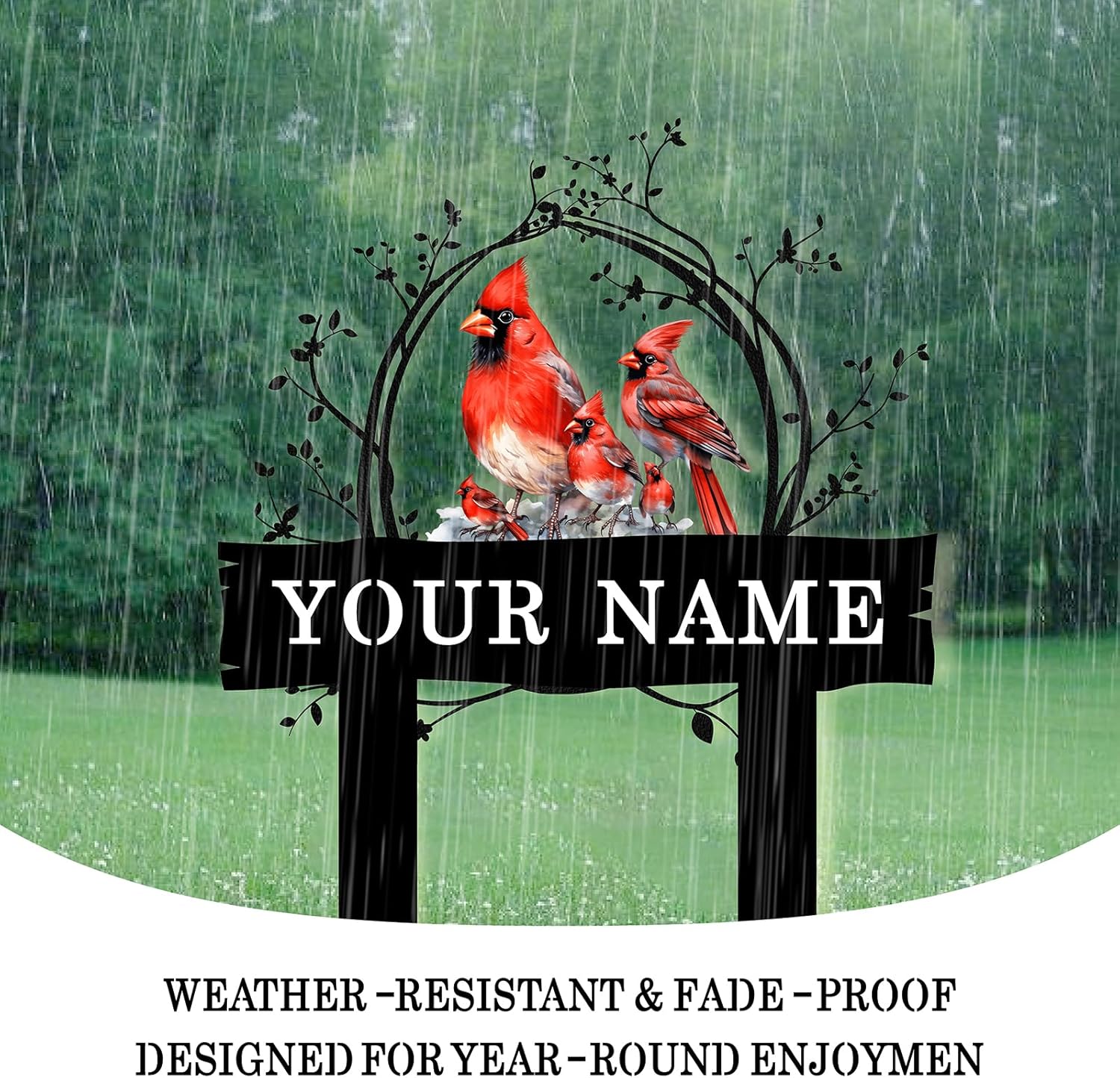Custom Garden Metal Sign with Stakes, Personalized Cardinal Signs for 
