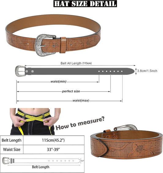 INOGIH Adjustable-Vintage-Western-Cowboy-Belt Women Men - Cowboy-Style