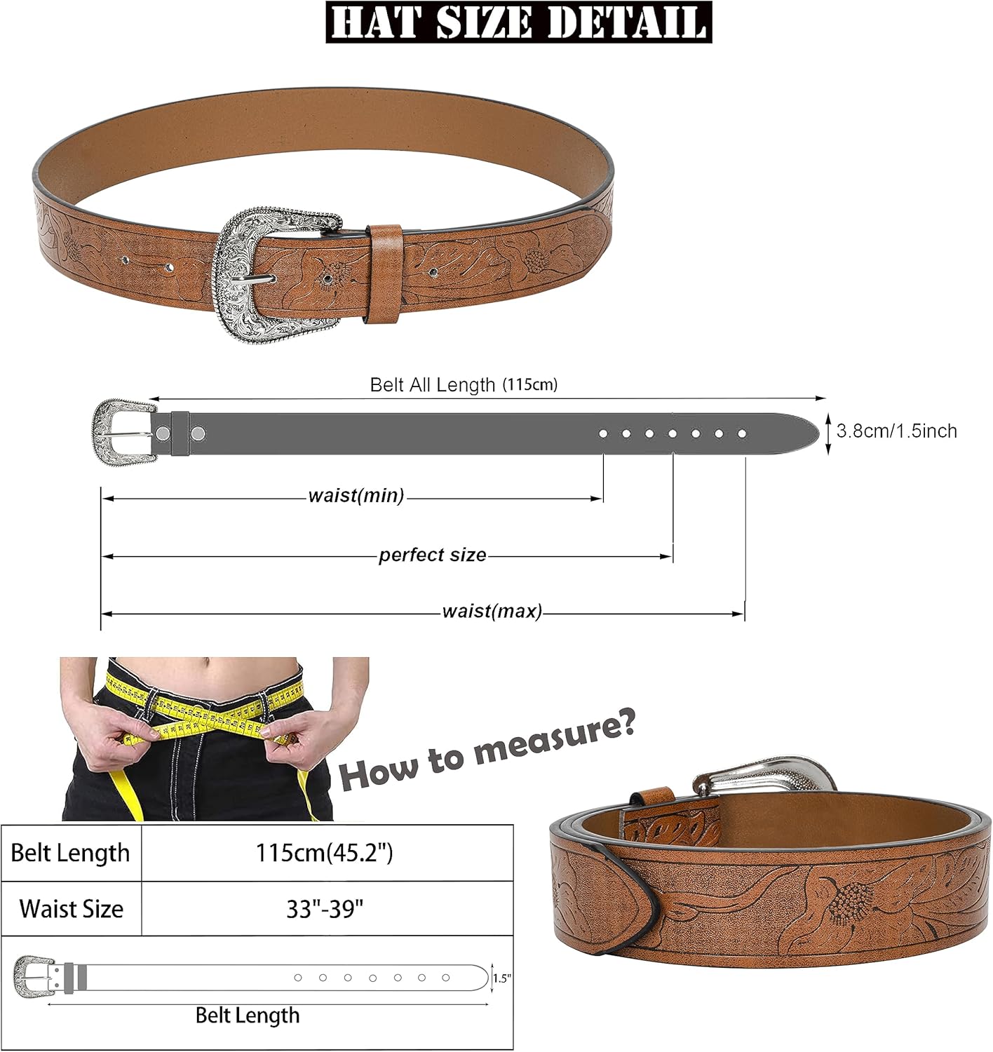 INOGIH Adjustable-Vintage-Western-Cowboy-Belt Women Men - Cowboy-Style