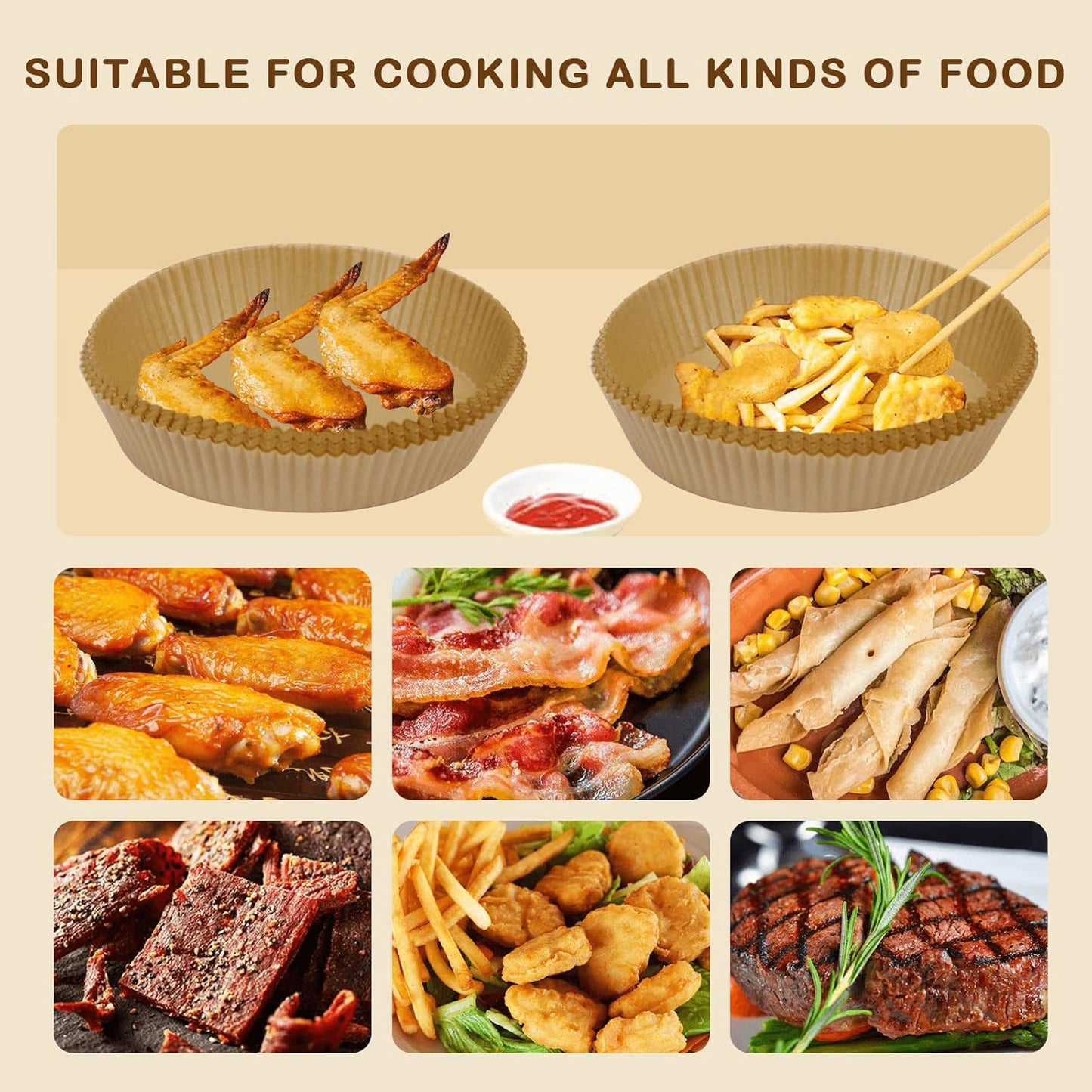 Air Fryer Liners for Ninja Air Fryer, 125 Pcs Disposable Paper Liner f