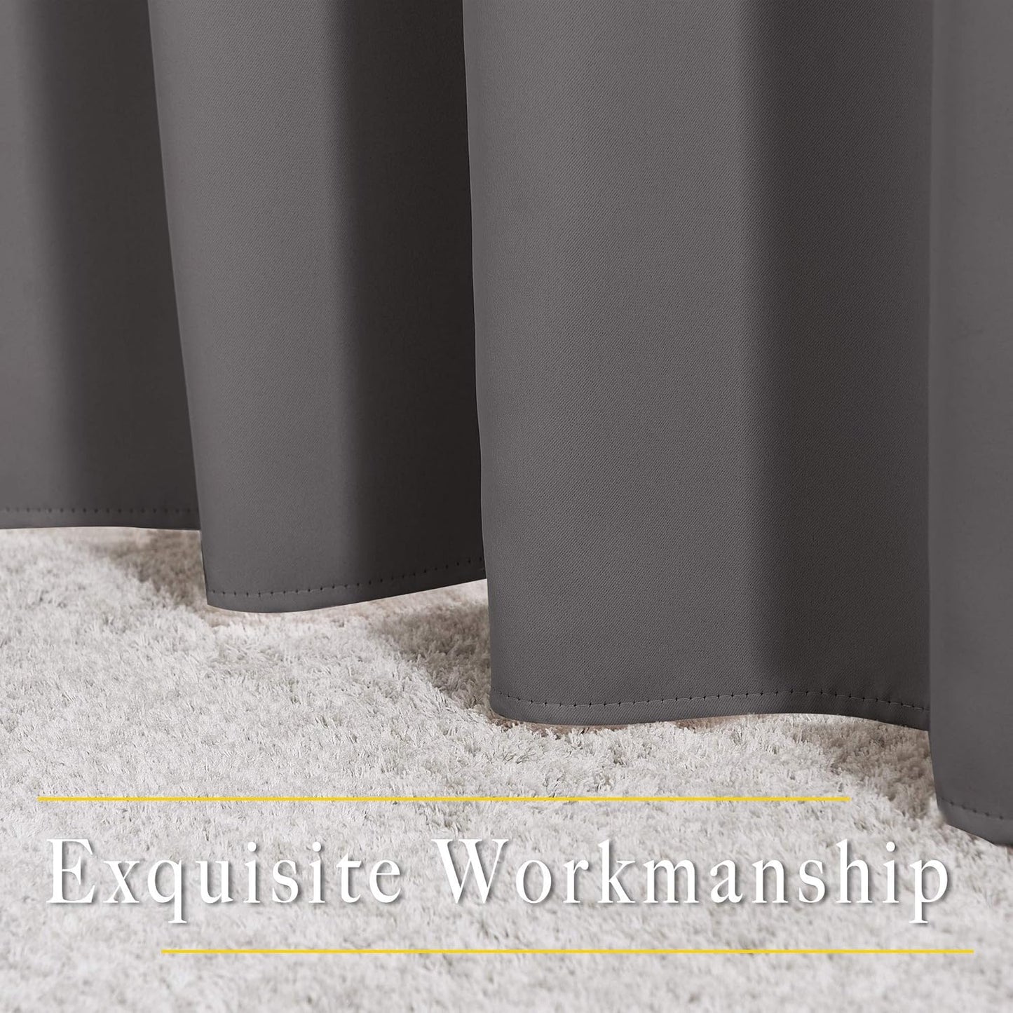 NICETOWN Gray Blackout Curtains for Bedroom 84 inches Long - Thermal Drapes Grommet Room Darkening Light Blocking Curtains Window Treatments for Living Room (2 Panels, W52 x L84, Grey)