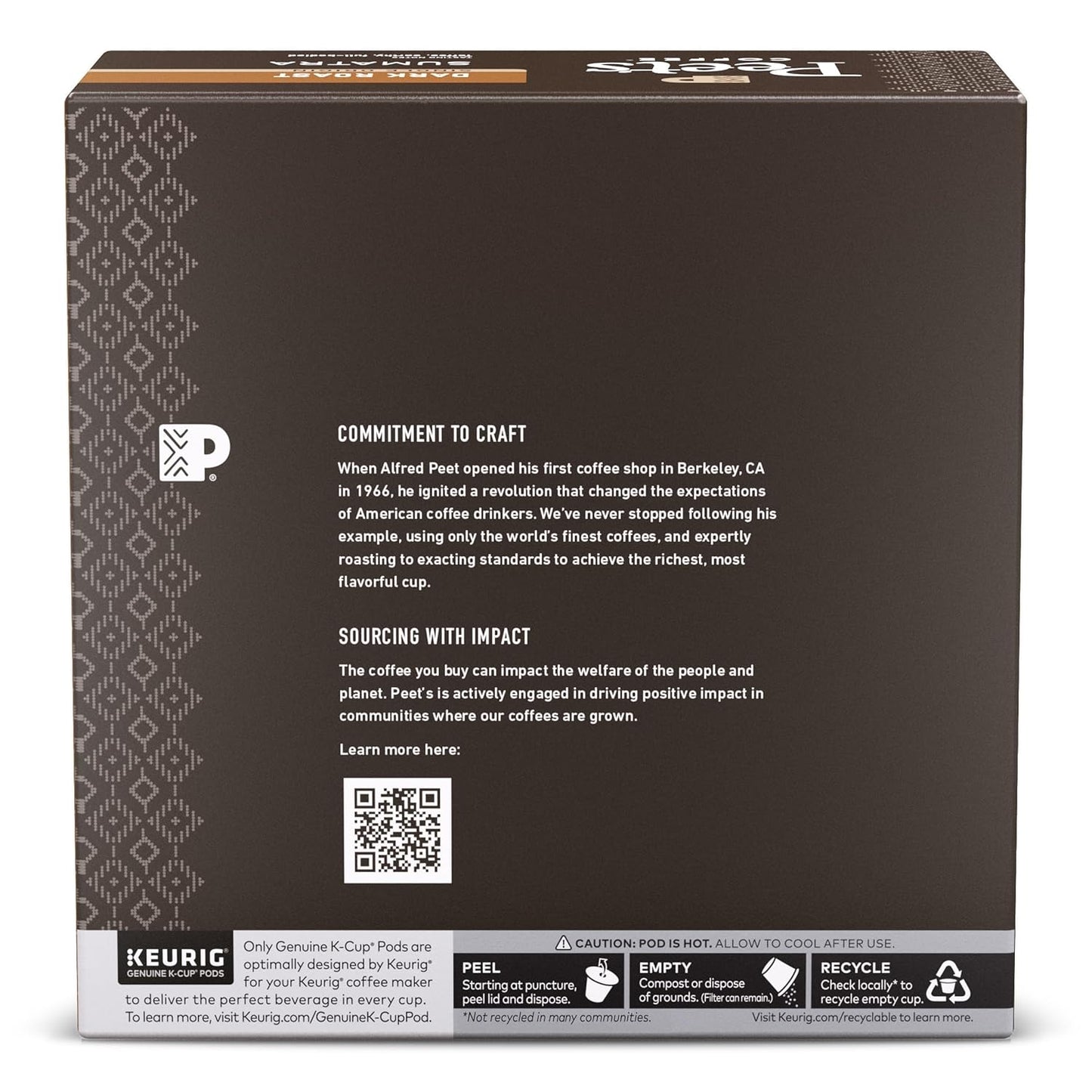 Peet's Coffee, Dark Roast Single Serve Coffee Pods, 100% Arabica Coffee - Single Origin Sumatra 32 Count (1 Box of 32 Pods)
