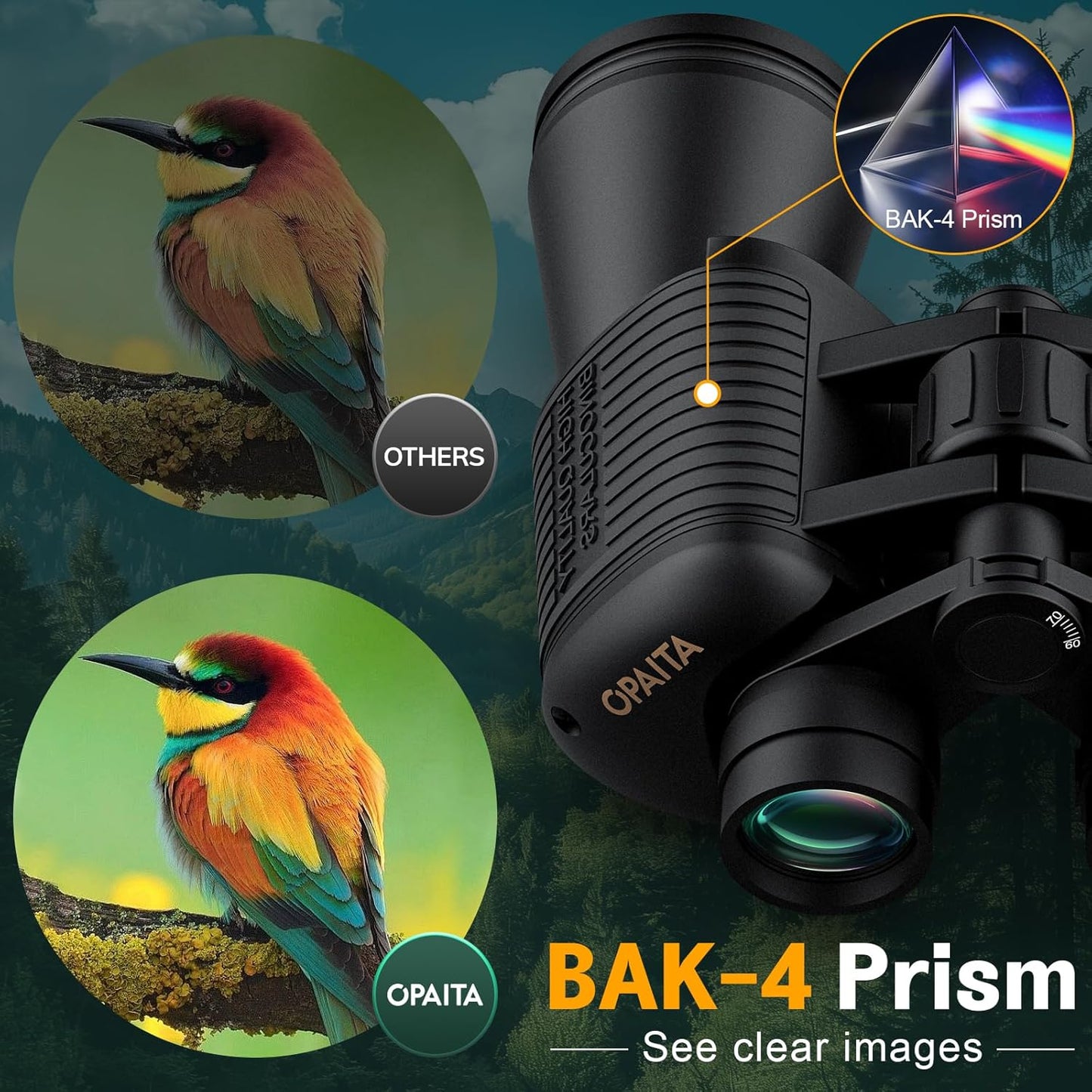 20x52 Binoculars for Adults High Powered - OPAITA HD Binoculars Clear View with Low Light Vision - Professional Binocular for Bird Watching Cruise Hunting Stargazing Football Travel
