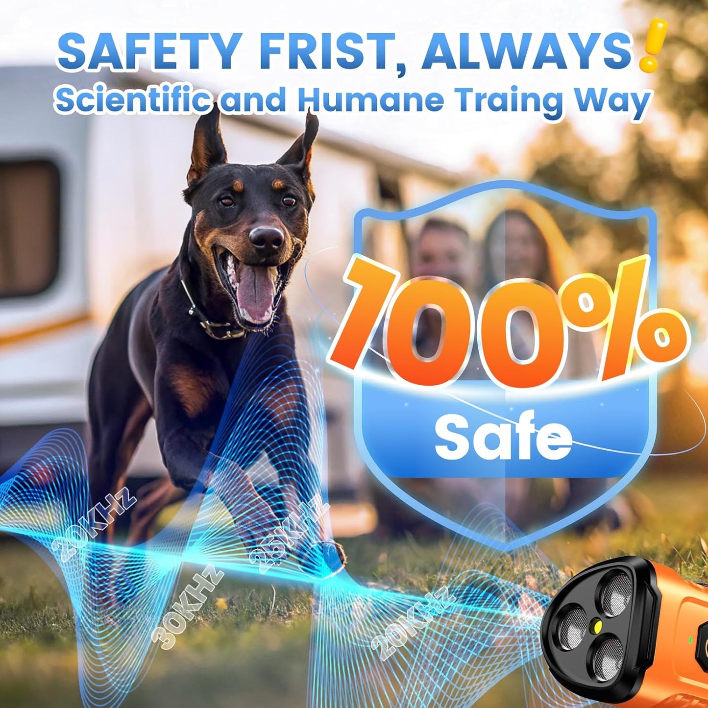 Dog Bark Deterrent Device 3X Anti Barking Device for Dogs, 5 Modes Sto