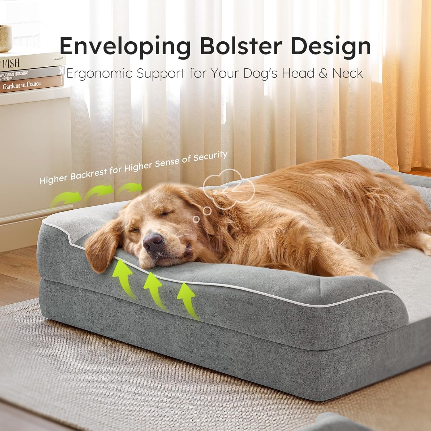 Extra Large Dog Bed, Orthopedic Dog Bed with Cooling Gel Memory Foam, 