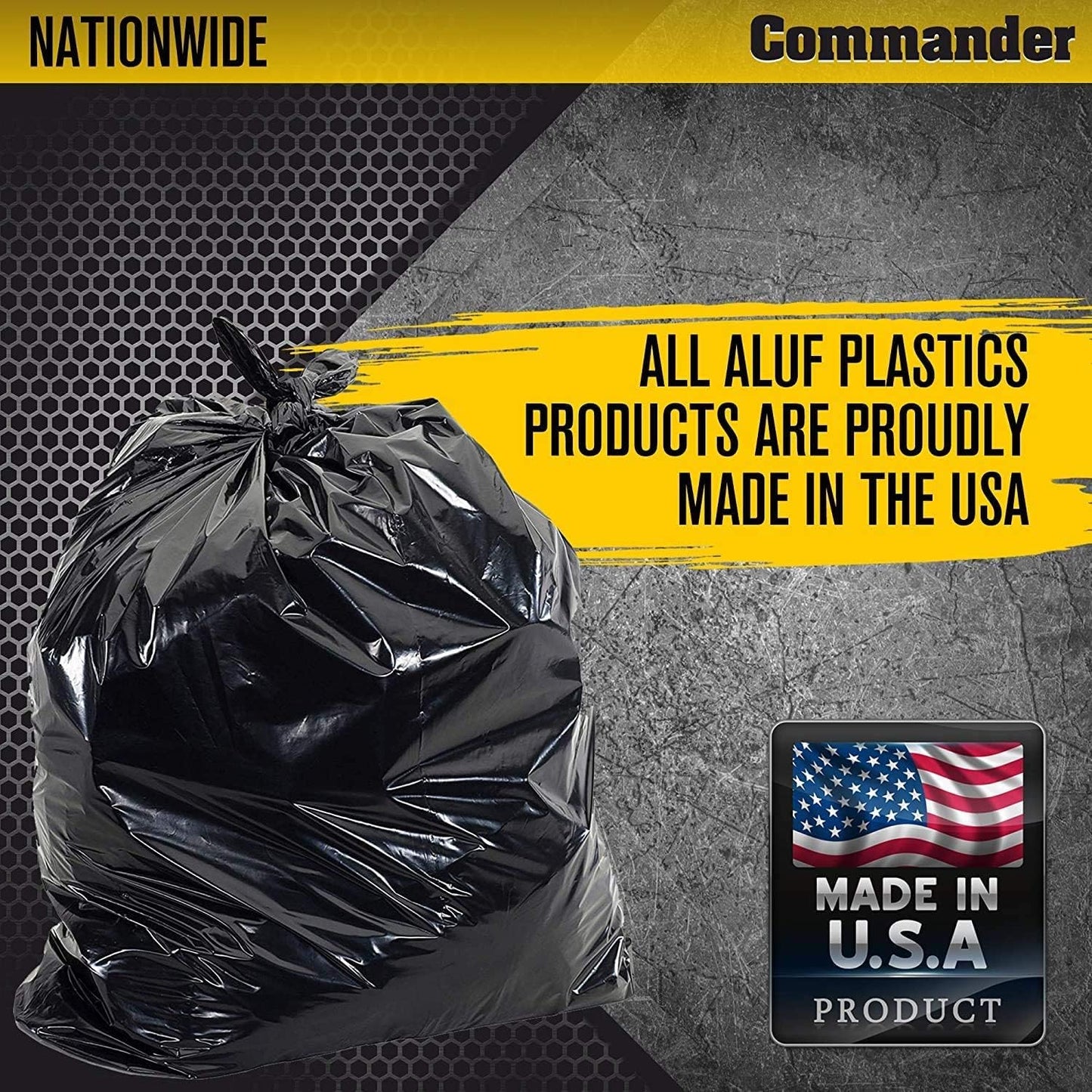 Commander 42 Gallon 2.5 MIL Black Heavy Duty Garbage Trash Bags - 32" 