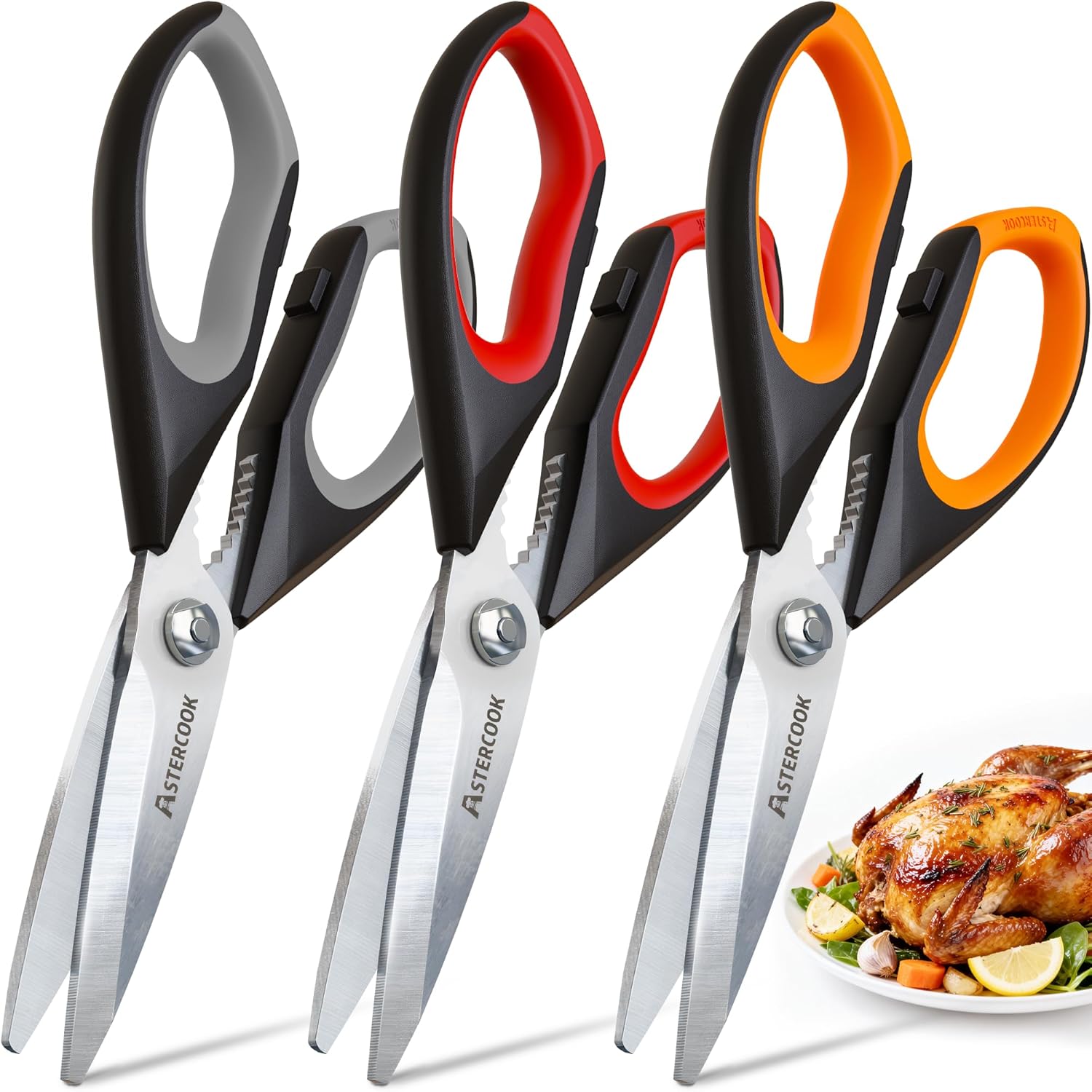Astercook Kitchen Scissors All Purpose Heavy Duty,3 Pack Kitchen Shear