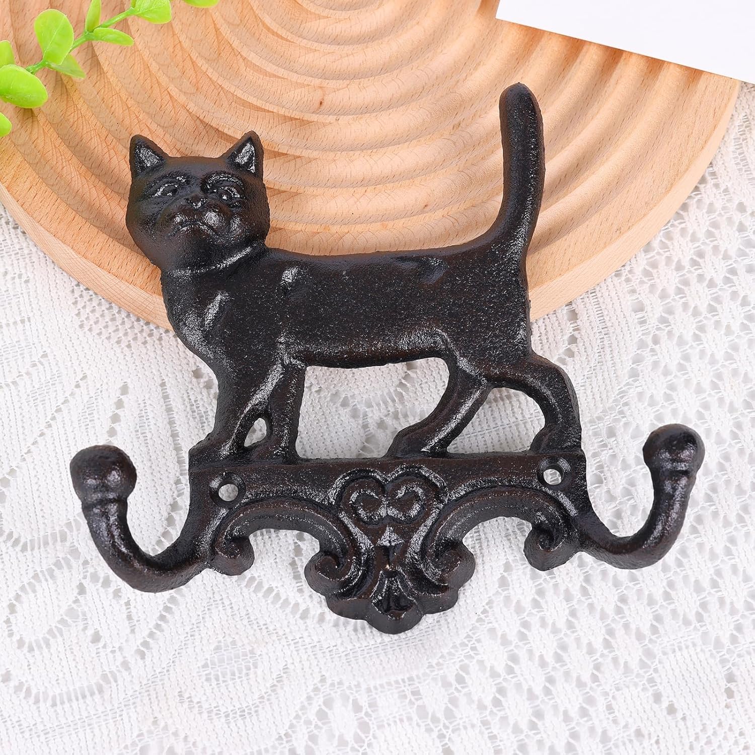 Cast Iron Cat Wall Mounted Hooks,for Wall Decorative Dog Family Key Ho