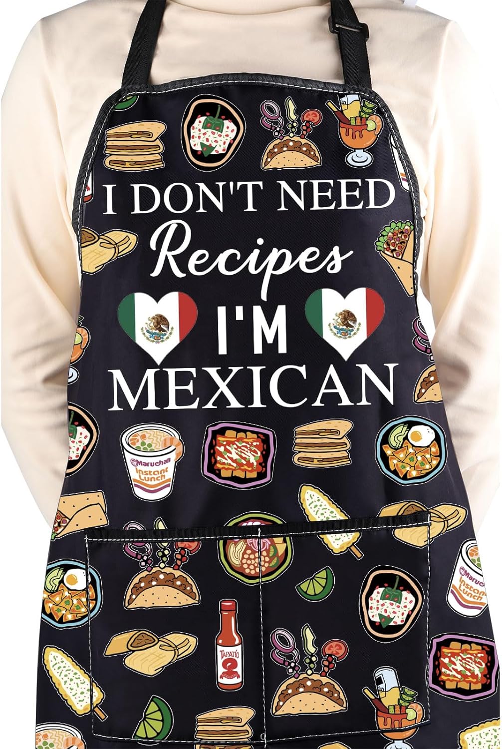 WCGXKO I Don't Need A Recipe I'm Mexican Kitchen Apron Funny Mexican Feast Gift Mexico Vacation Travel Gift