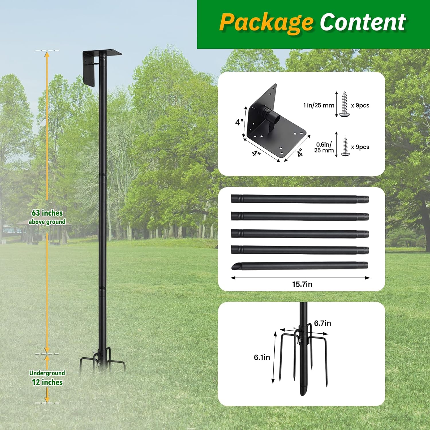 Bird House Pole for Outdoors, 75 Inch Heavy Duty Birdhouse Pole for Ou