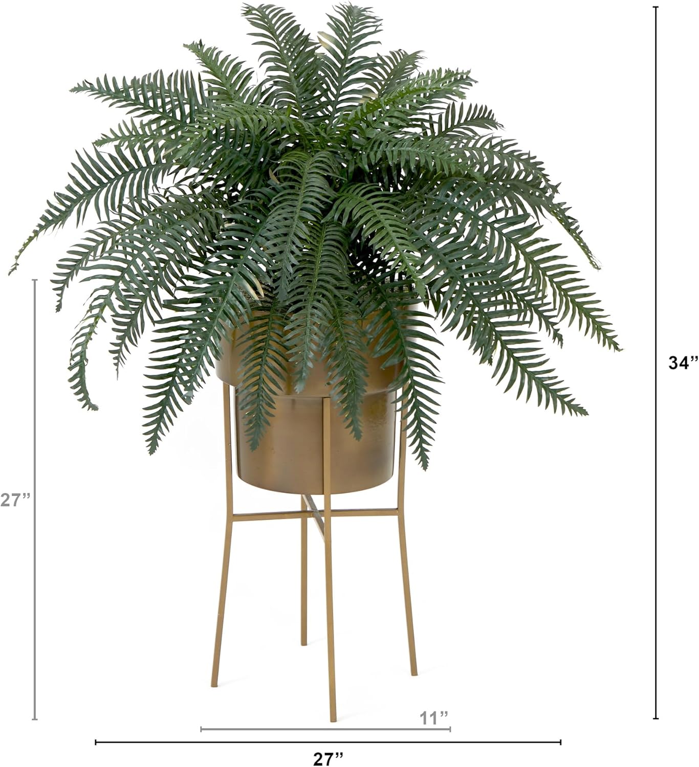 Nearly Natural 34in. Artificial River Fern Plant in Metal Planter with Stand DIY KIT