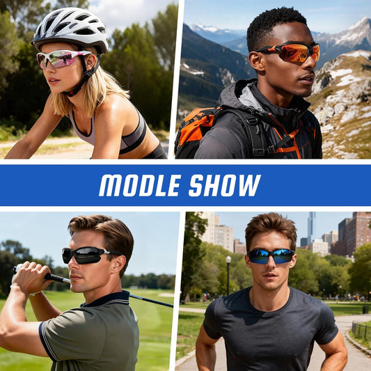 XVXV 3 Pack Polarized Sports Sunglasses for Men, UV Protection Half Fr