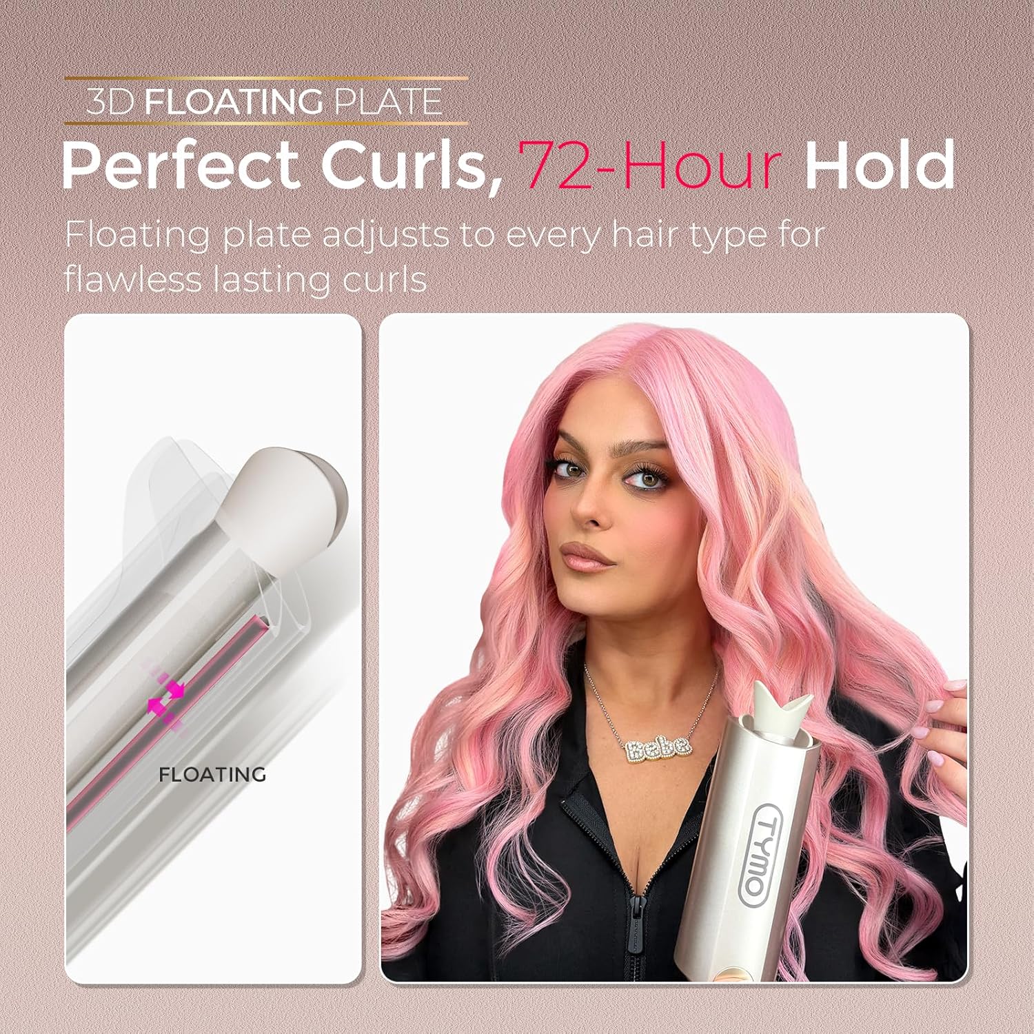 TYMO CurlPro Plus Automatic Rotating Curling Iron - Upgraded Long Barr