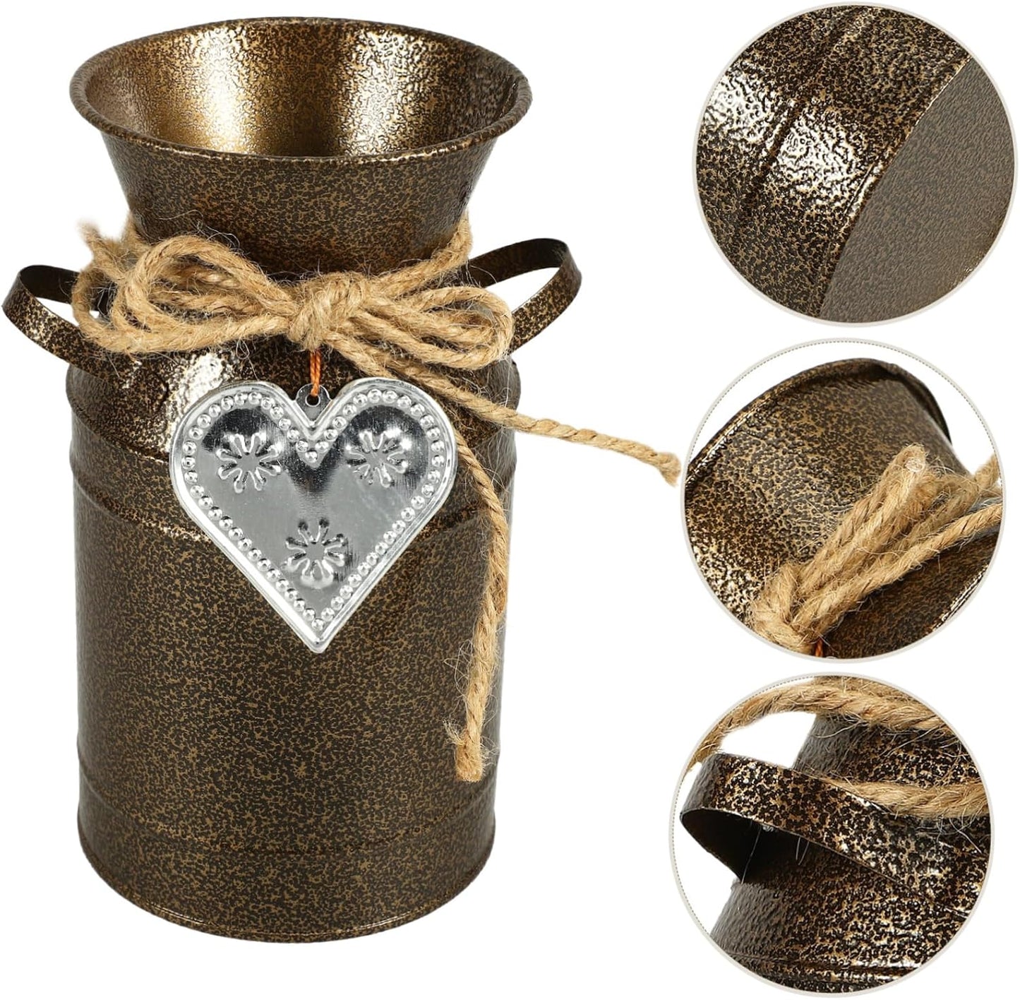 PRETYZOOM Vintage Metal Flower Bucket for Home Decor Rustic Decorative