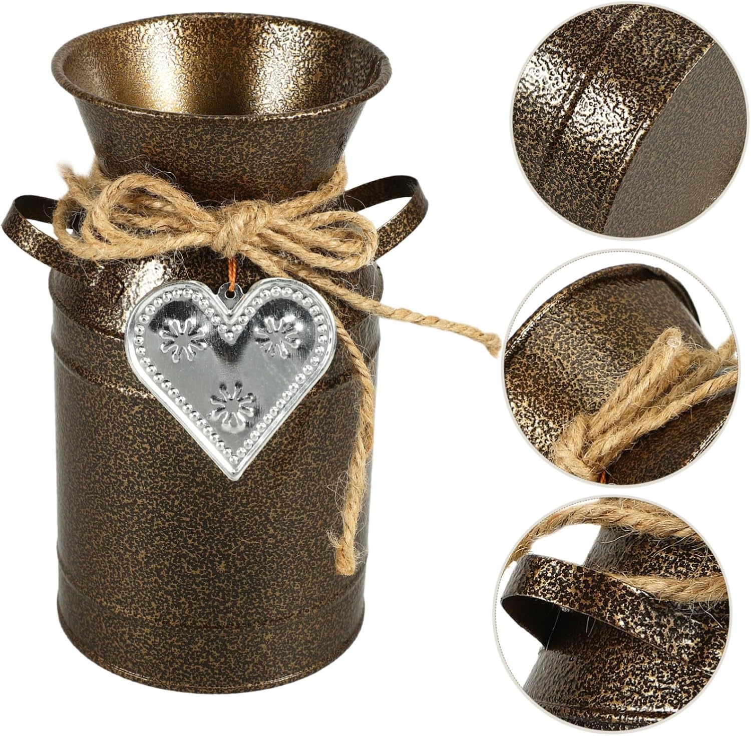 PRETYZOOM Vintage Metal Flower Bucket for Home Decor Rustic Decorative