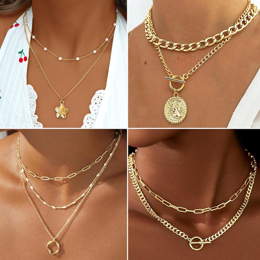 17 MILE 78 Pieces Gold Jewelry Set for Women, 9 Necklace, 24 Bracelet,