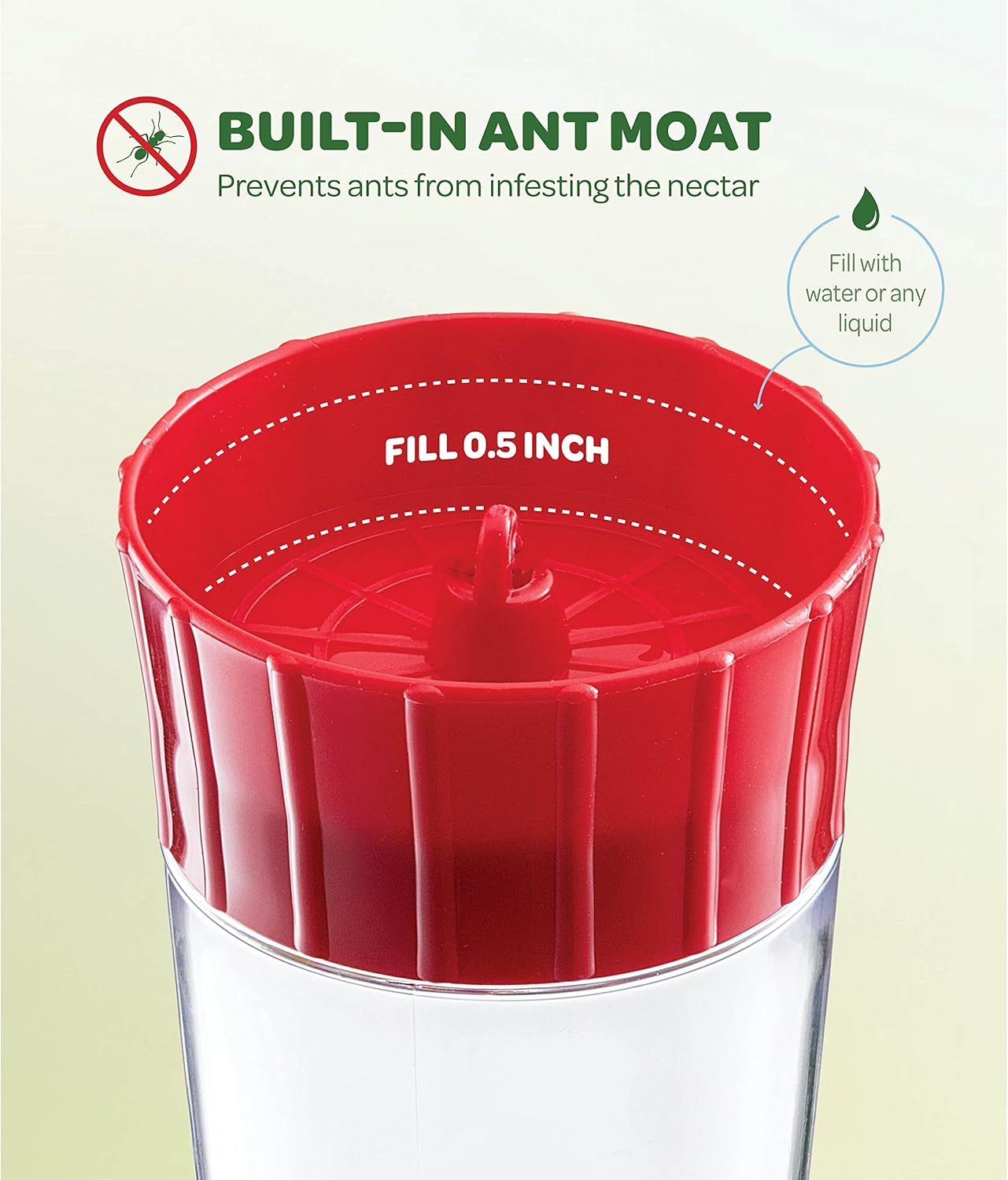 Hummingbird Feeder 10 oz [2 Pack] Glass Hummingbird Feeders for Outdoors, with Built-in Ant Guard - Circular Perch with 5 Feeding Ports - Wide Mouth for Easy Filling/2 Part Base for Easy Cleaning