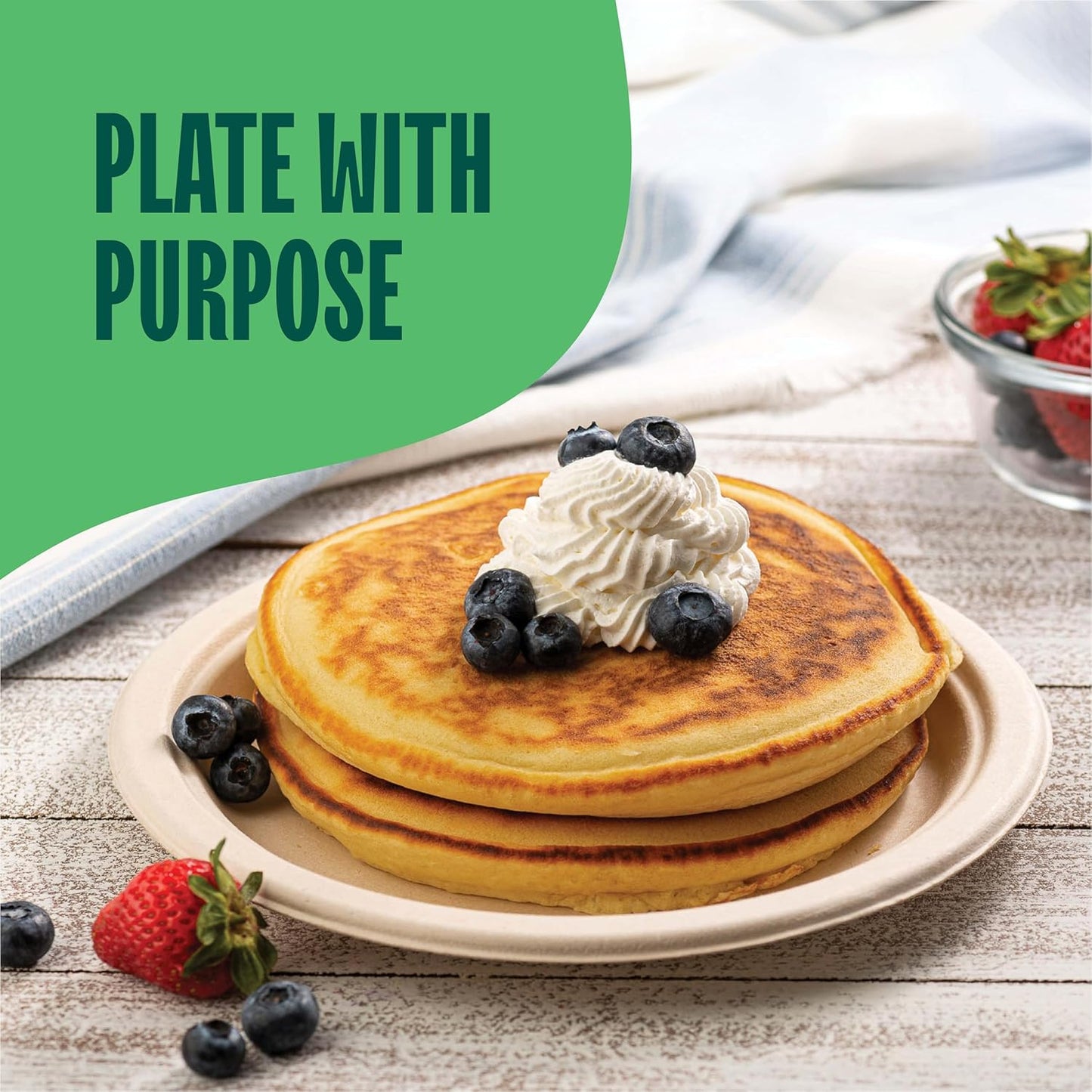 100% Compostable Paper Plates, Heavy Duty Disposable Plates [125-Pack]