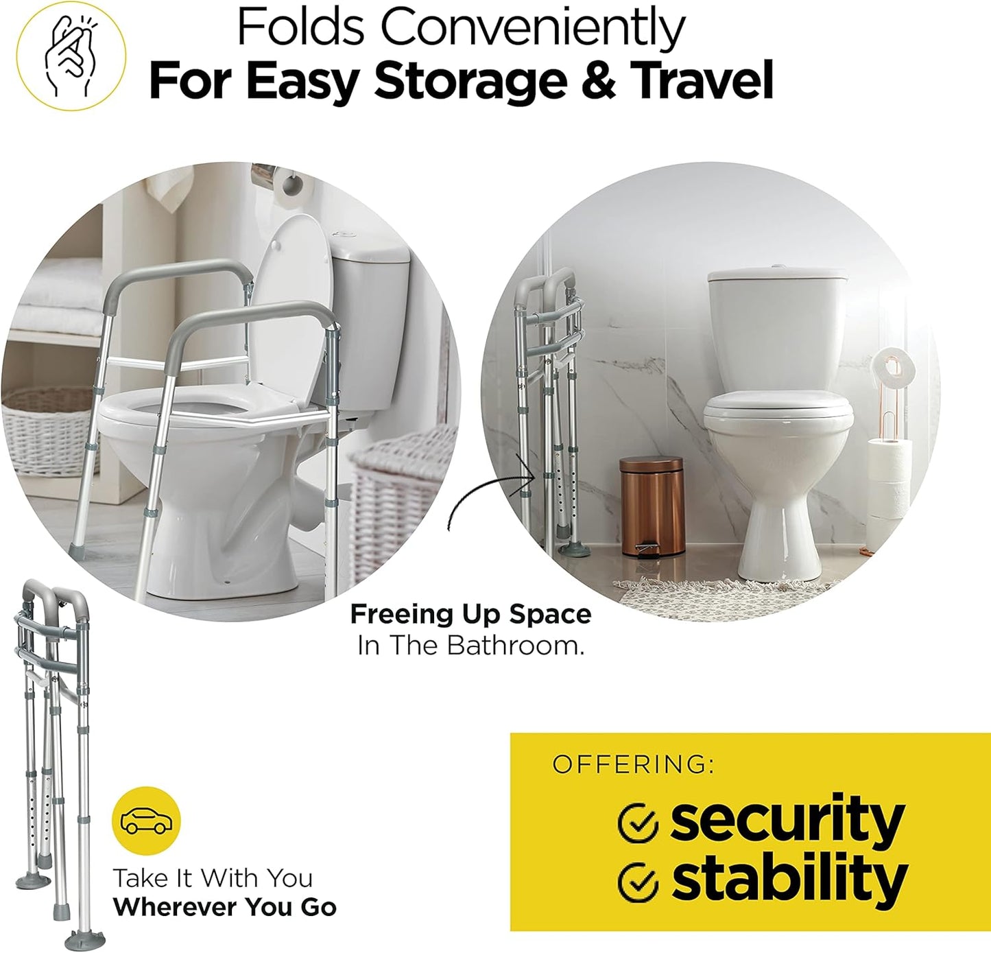 Medical king Toilet Safety Rail - Adjustable Detachable Toilet Safety 