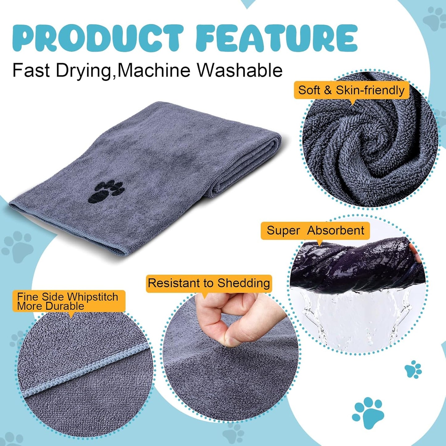 Microfiber Dog Towels for Drying Dogs,40'' X 23.6'', Super Absorbent a