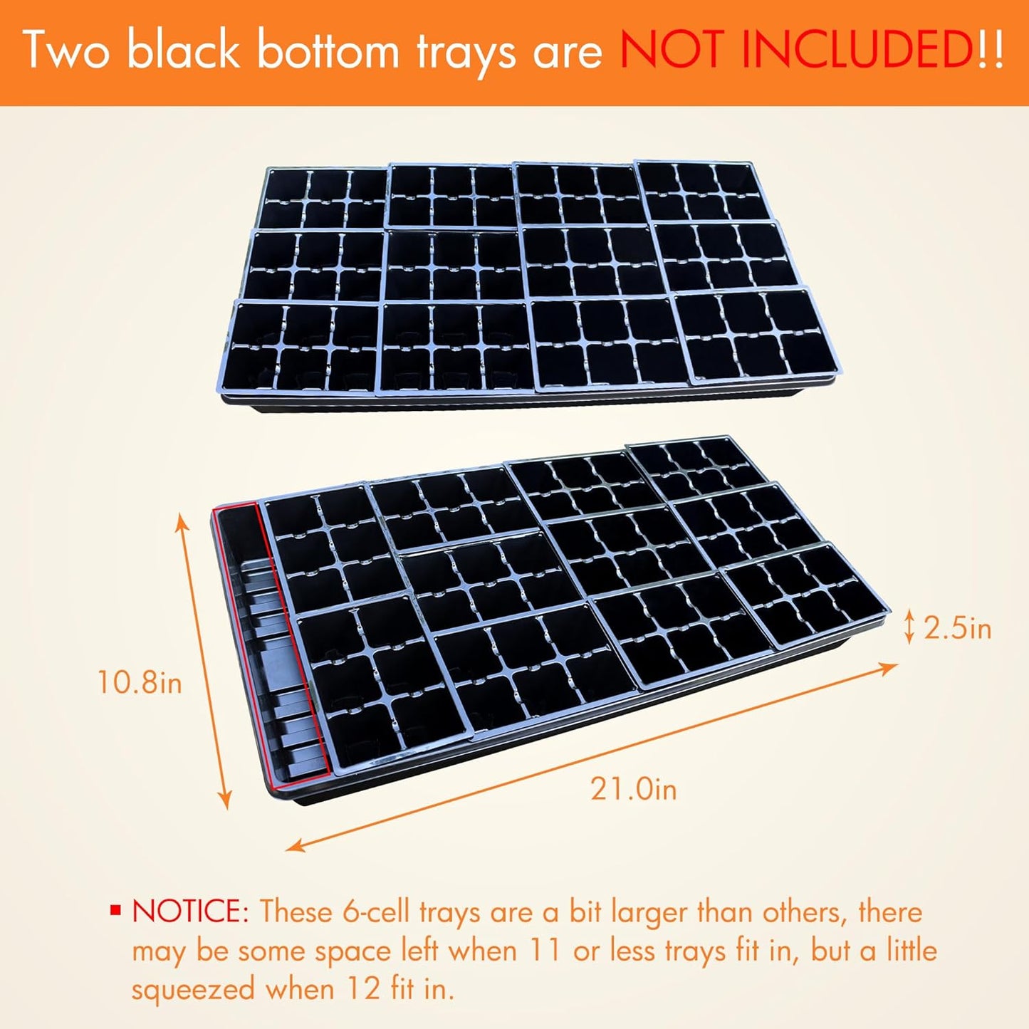 Gardzen 120 Pack 6-Cell Seed Starting Tray for Seedlings, Plant Starte