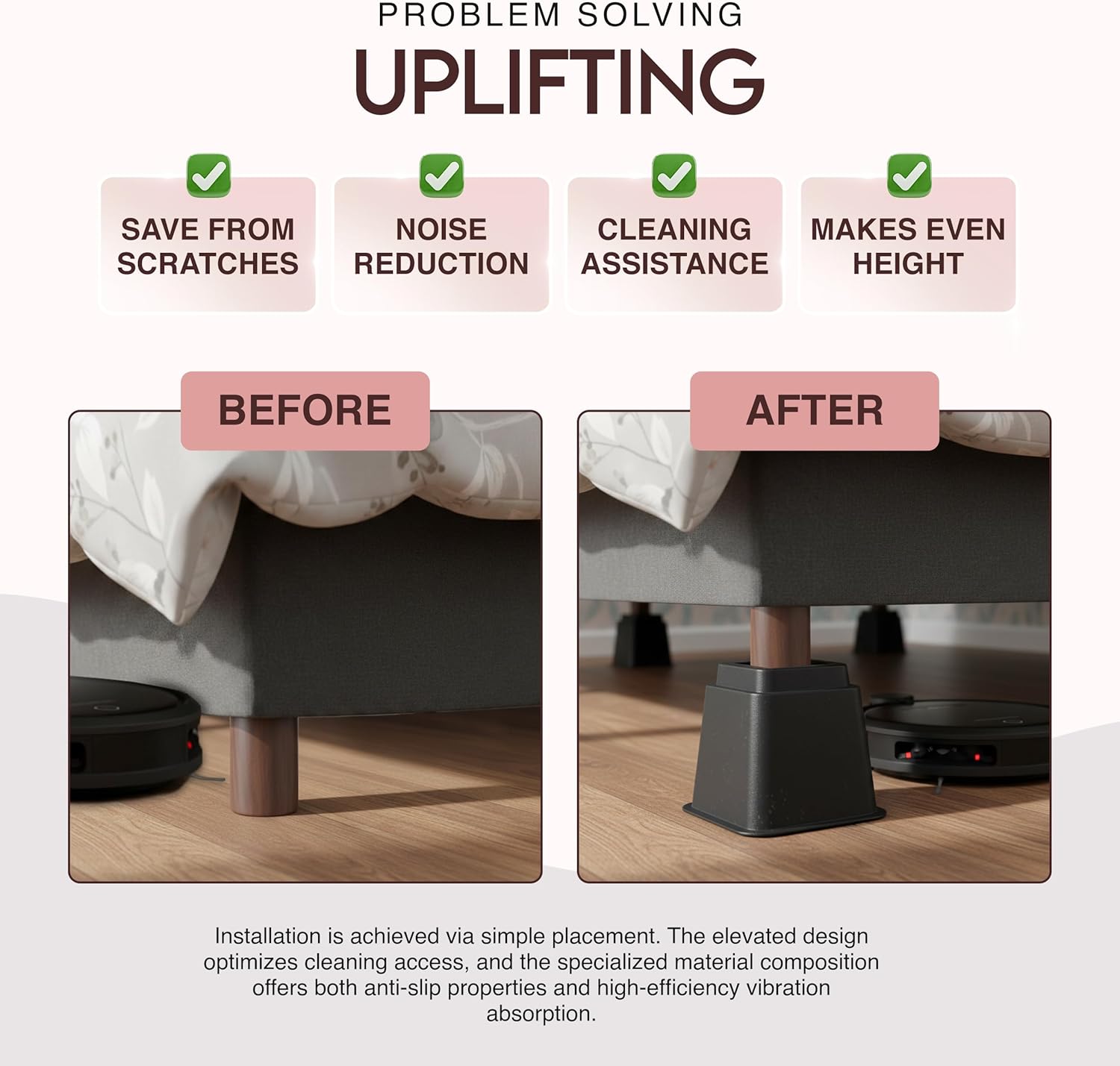 Utopia Bedding Bed Riser, 3 & 5 Inches Adjustable Furniture Risers for