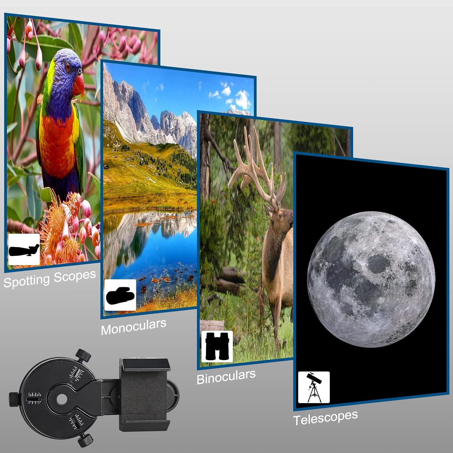 Smartphone Scope Adapter- Phone Mount Working with Spotting Scopes& Bi