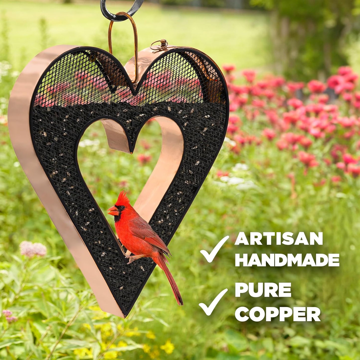 Good Directions Copper Heart Mesh Bird Feeder