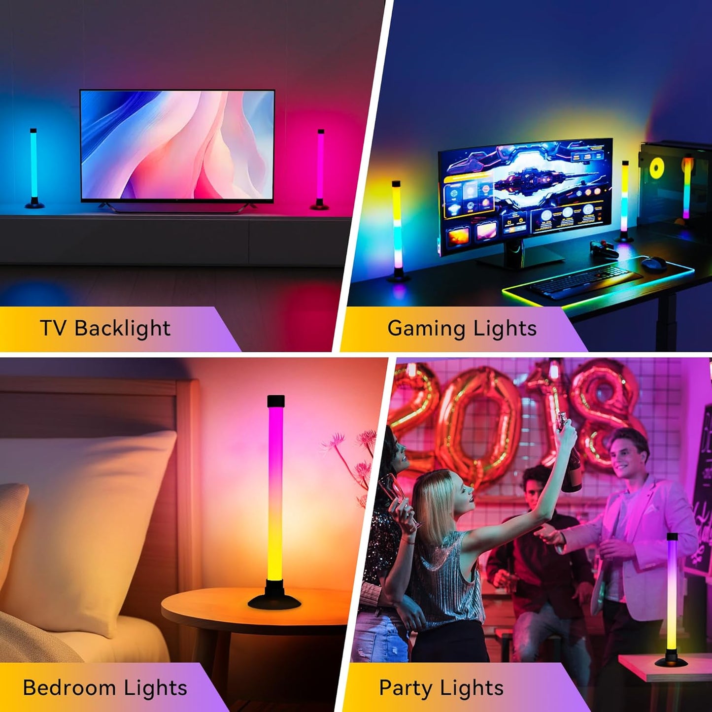 Led Light Bar with Music Sync, Color Changing TV Backlight App & Remot